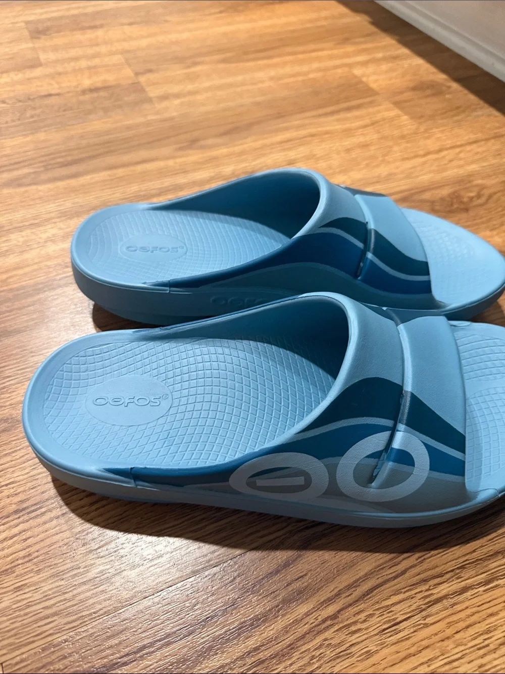 OOFOS Blue Recovery Slide Sandals